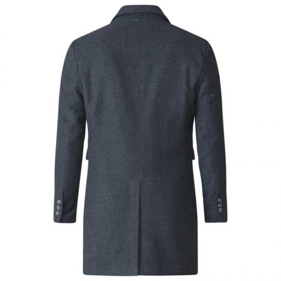 D555 Terry Checked Overcoat Charcoal - Якета - мъжки якета големи размери