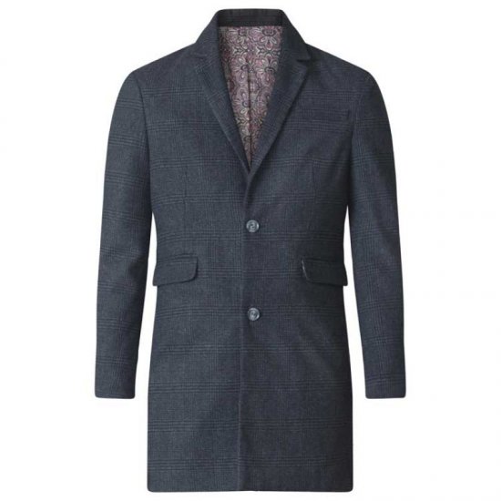 D555 Terry Checked Overcoat Charcoal - Якета - мъжки якета големи размери