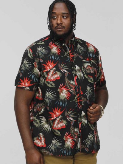 D555 LENNOX Hawaiian AO Print Shirt Black - Ризи - мъжки ризи големи размери