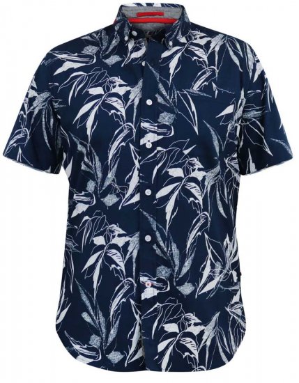 D555 FINLEY Hawaiian AO Print Shirt Navy - Ризи - мъжки ризи големи размери