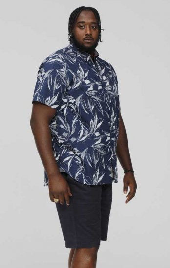 D555 FINLEY Hawaiian AO Print Shirt Navy - Ризи - мъжки ризи големи размери