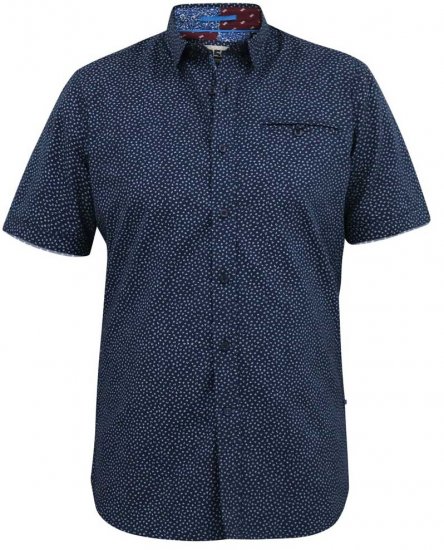 D555 BRODY S/S Micro AO Print Shirt Navy - Ризи - мъжки ризи големи размери