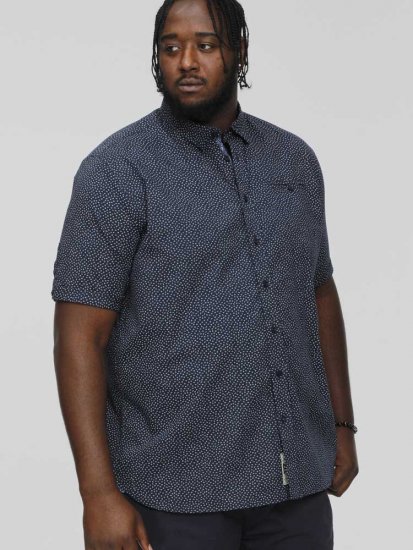 D555 BRODY S/S Micro AO Print Shirt Navy - Ризи - мъжки ризи големи размери