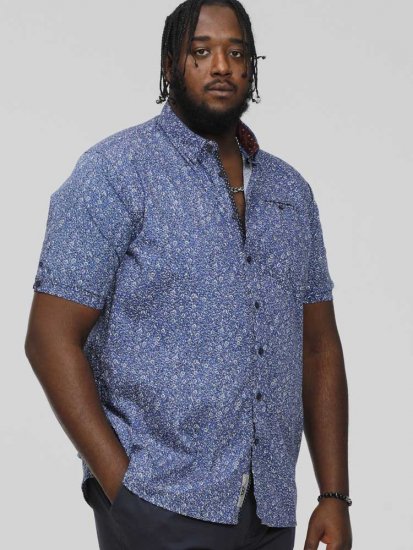 D555 KYLE S/S Micro AO Print Shirt Blue - Ризи - мъжки ризи големи размери