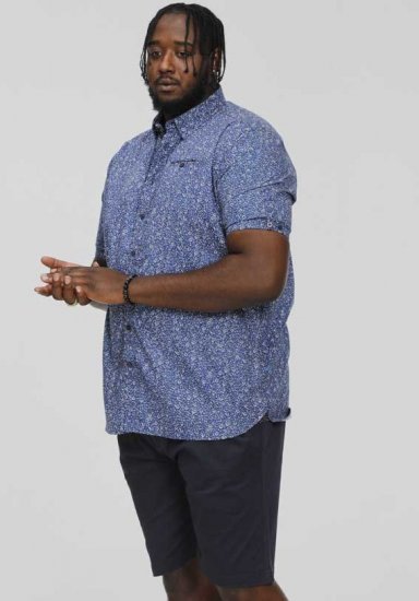 D555 KYLE S/S Micro AO Print Shirt Blue - Ризи - мъжки ризи големи размери