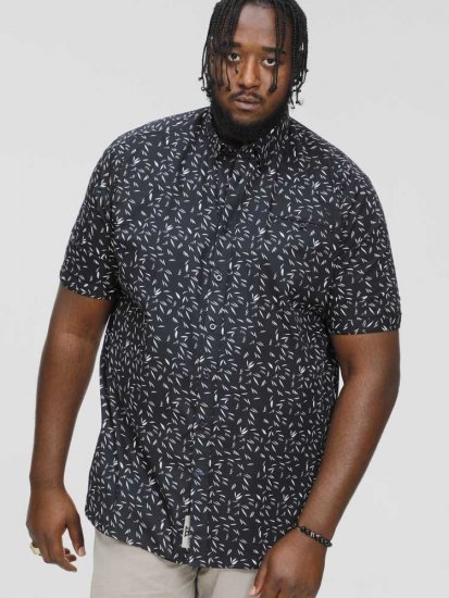 D555 BEAU S/S AO Leaf Print Shirt Navy - Ризи - мъжки ризи големи размери