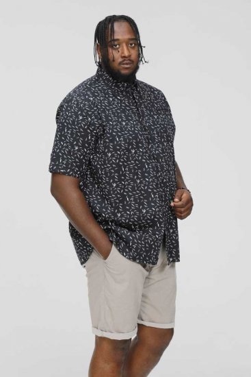 D555 BEAU S/S AO Leaf Print Shirt Navy - Ризи - мъжки ризи големи размери