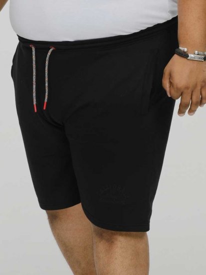 D555 STEFAN1 Elasticated Waist Loop Back Shorts Black - Спортни панталони & Kъси панталони - мъжки спортни панталони големи размери