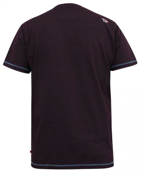 D555 NOVA Cali Surf Printed Crew Neck T-Shirt Plum - Тениски - мъжки тениски големи размери