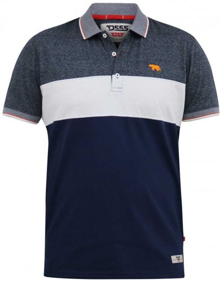 D555 EMERSON Cut And Sew Polo With Jacquard Collar Navy - Поло тениски - мъжки тениски с яка големи размери