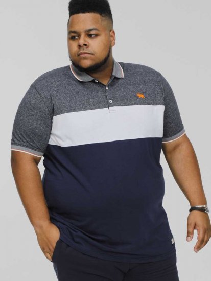 D555 EMERSON Cut And Sew Polo With Jacquard Collar Navy - Поло тениски - мъжки тениски с яка големи размери