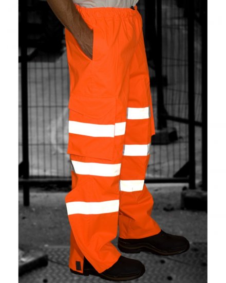 Leo Instow Breathable Executive Cargo Rain pants Hi-Vis Orange - Работно облекло - мъжки работно облекло големи размери
