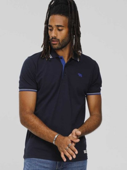 D555 SALFORD 1 Pique Polo Navy - Поло тениски - мъжки тениски с яка големи размери
