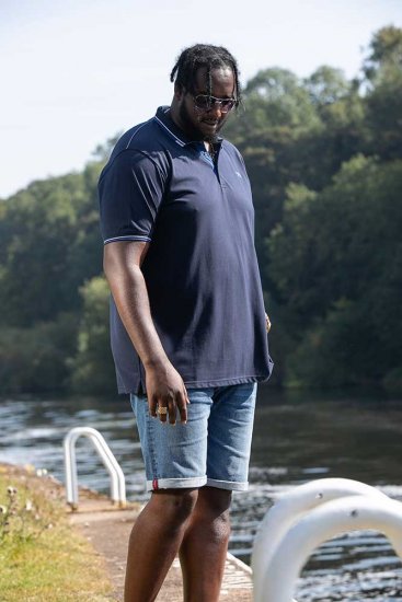 D555 SALFORD 1 Pique Polo Navy - Поло тениски - мъжки тениски с яка големи размери