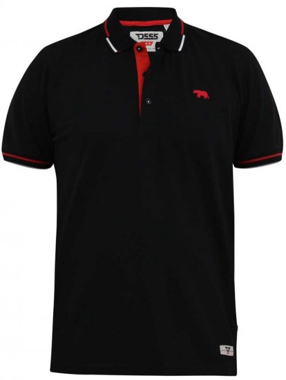 D555 SALFORD 2 Pique Polo Black - Поло тениски - мъжки тениски с яка големи размери