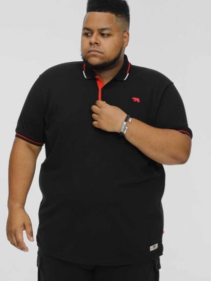 D555 SALFORD 2 Pique Polo Black - Поло тениски - мъжки тениски с яка големи размери