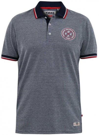 D555 KEMSTON Birds Eye Pique Polo Navy/White - Поло тениски - мъжки тениски с яка големи размери