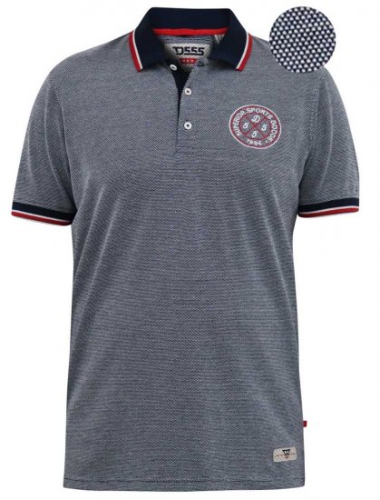 D555 KEMSTON Birds Eye Pique Polo Navy/White - Поло тениски - мъжки тениски с яка големи размери
