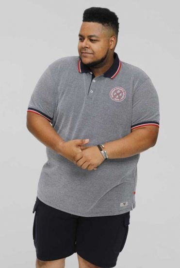 D555 KEMSTON Birds Eye Pique Polo Navy/White - Поло тениски - мъжки тениски с яка големи размери
