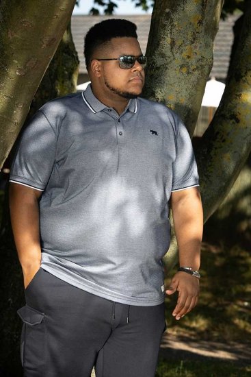D555 GIBRALTAR Pique Polo Blue - Поло тениски - мъжки тениски с яка големи размери