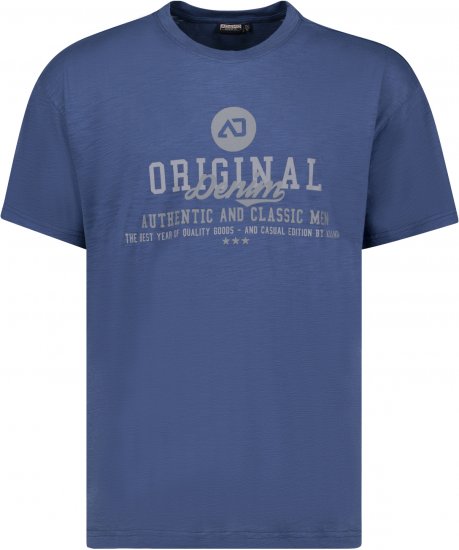 Adamo Sandro Regular fit Slub effect T-shirt Indigo Blue - Тениски - мъжки тениски големи размери