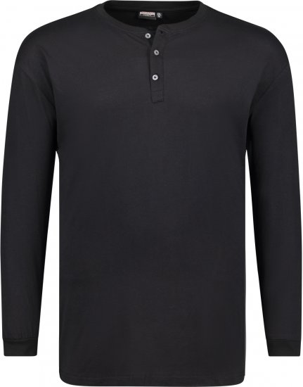 Adamo Sven Regular fit Serafino Long sleeve T-shirt Black - Тениски - мъжки тениски големи размери