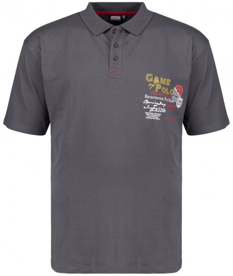 Adamo Perth Printed Polo Shirt Charcoal - Поло тениски - мъжки тениски с яка големи размери