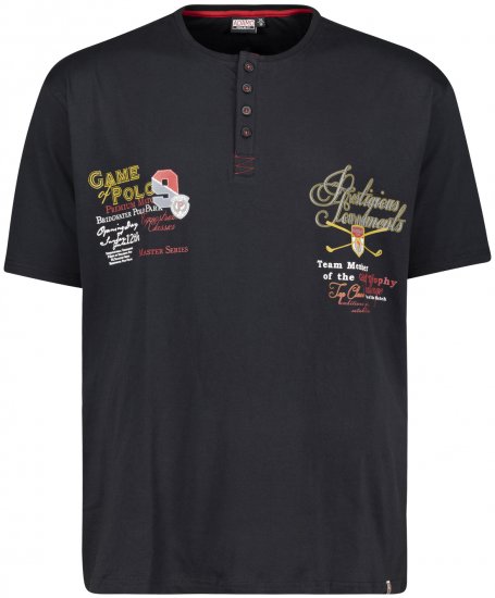 Adamo Dundee Printed Serafino T-shirt Black - Тениски - мъжки тениски големи размери