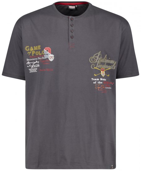 Adamo Dundee Printed Serafino T-shirt Charcoal - Тениски - мъжки тениски големи размери