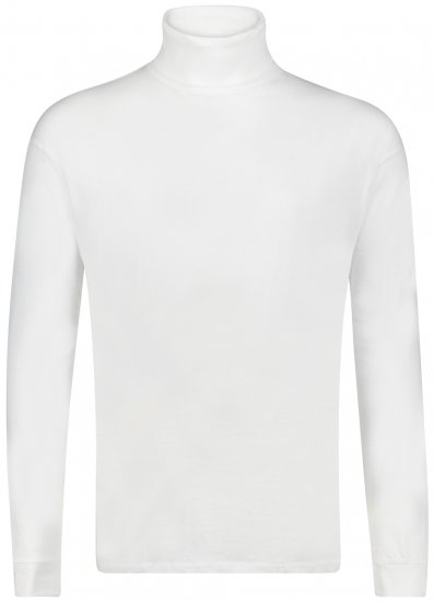 Adamo Fabio Comfort fit Turtleneck Long sleeve T-shirt White - Тениски - мъжки тениски големи размери