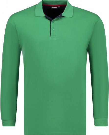 Adamo Peter Comfort fit Long sleeve Polo Green - Поло тениски - мъжки тениски с яка големи размери