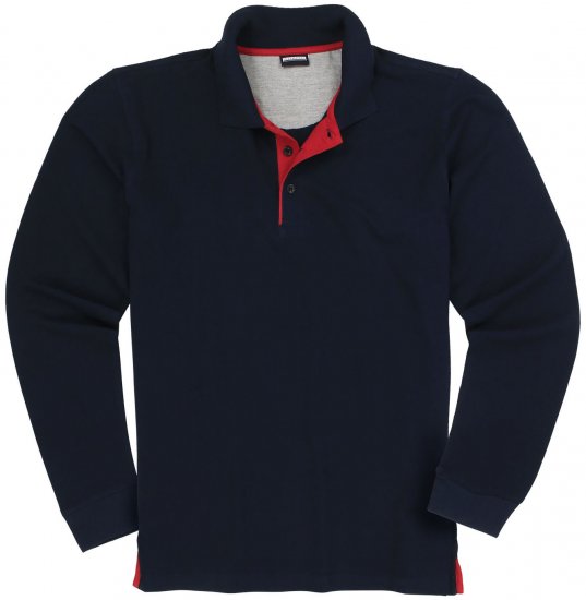 Adamo Peter Comfort fit Long sleeve Polo Navy - Поло тениски - мъжки тениски с яка големи размери