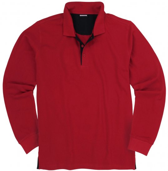 Adamo Peter Comfort fit Long sleeve Polo Red - Поло тениски - мъжки тениски с яка големи размери