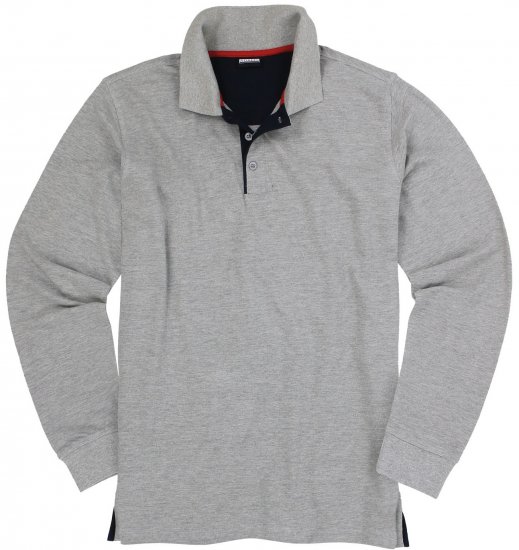 Adamo Peter Comfort fit Long sleeve Polo Grey - Поло тениски - мъжки тениски с яка големи размери
