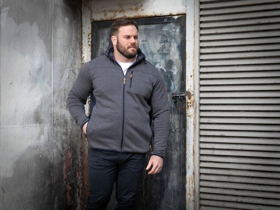 D555 Conrad Detachable Hood Bonded Fleece Zip Through Hoody TALL Нейви - TALL cуичъри - TALL суитшърти за високи мъже