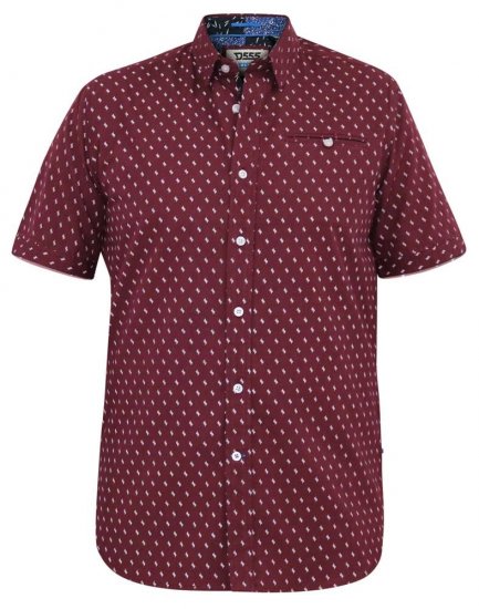 D555 DUNSTABLE S/S Micro AO Print Shirt Burgundy - Ризи - мъжки ризи големи размери