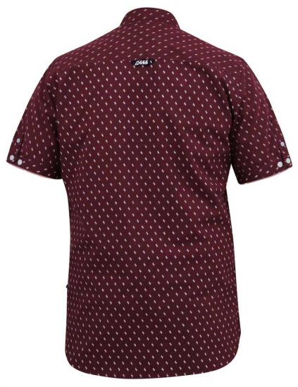 D555 DUNSTABLE S/S Micro AO Print Shirt Burgundy - Ризи - мъжки ризи големи размери