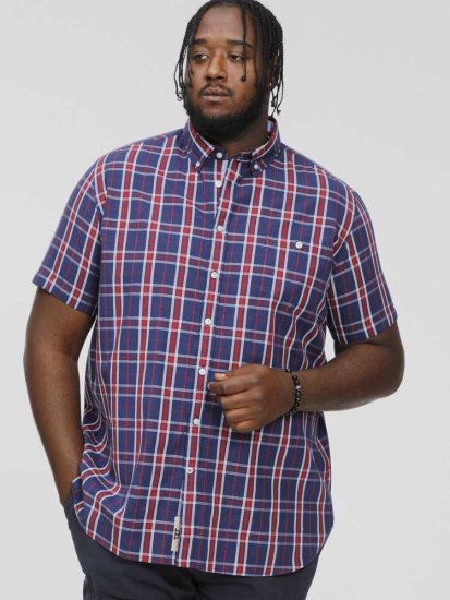 D555 ROYSTON S/S Shirt Navy - Ризи - мъжки ризи големи размери