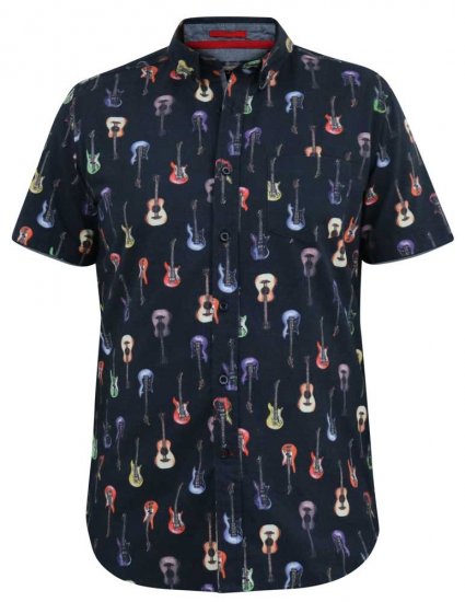 D555 BARRATT Guitar AO Printed Button Down Collar S/S Shirt - Ризи - мъжки ризи големи размери