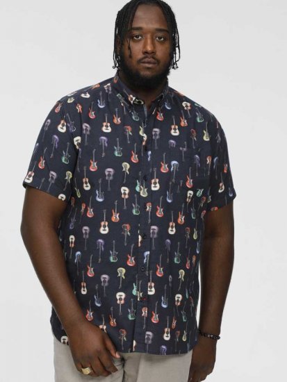 D555 BARRATT Guitar AO Printed Button Down Collar S/S Shirt - Ризи - мъжки ризи големи размери