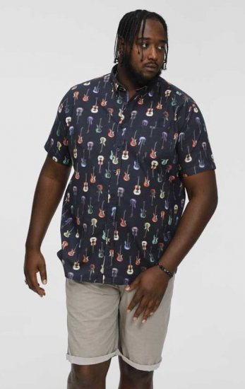 D555 BARRATT Guitar AO Printed Button Down Collar S/S Shirt - Ризи - мъжки ризи големи размери