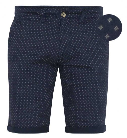 D555 DUDLEY AO Printed Stretch Chino Shorts Navy - Шорти - мъжки къси панталони големи размери