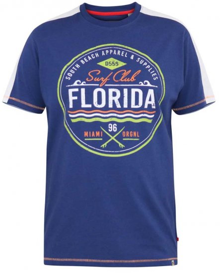 D555 CADMAN Florida Surf Club Printed Crew Neck T-Shirt - Тениски - мъжки тениски големи размери