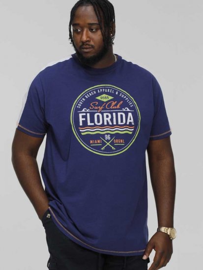 D555 CADMAN Florida Surf Club Printed Crew Neck T-Shirt - Тениски - мъжки тениски големи размери
