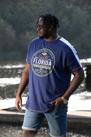 D555 CADMAN Florida Surf Club Printed Crew Neck T-Shirt - Тениски - мъжки тениски големи размери