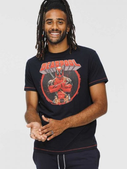 D555 WADE Official Deadpool Printed T-Shirt Dark Navy - Тениски - мъжки тениски големи размери