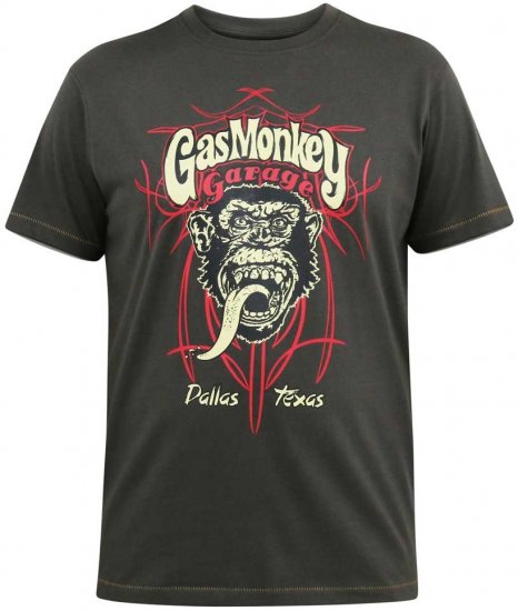 D555 DALLAS Official Gas Monkey Printed Crew Neck T-Shirt Khaki - Тениски - мъжки тениски големи размери