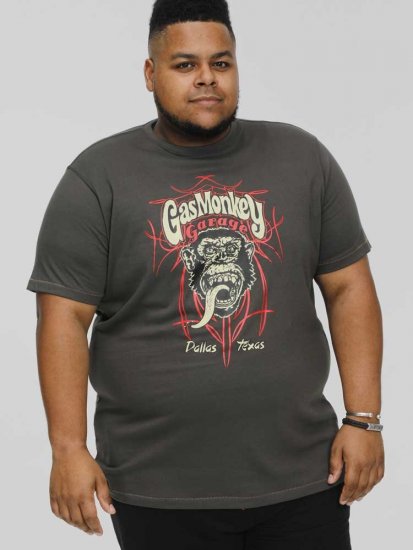 D555 DALLAS Official Gas Monkey Printed Crew Neck T-Shirt Khaki - Тениски - мъжки тениски големи размери