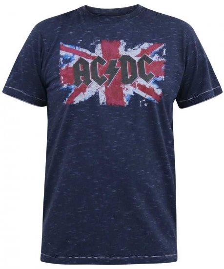 D555 DENNIS Official AC/DC Printed Crew Neck T-Shirt Navy Reno - Тениски - мъжки тениски големи размери