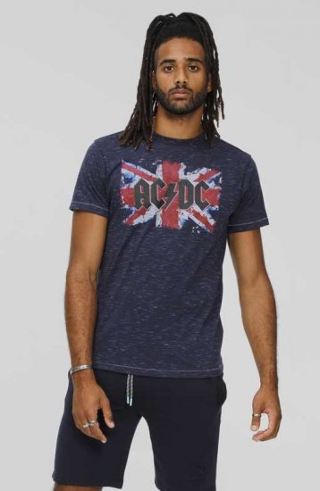 D555 DENNIS Official AC/DC Printed Crew Neck T-Shirt Navy Reno - Тениски - мъжки тениски големи размери